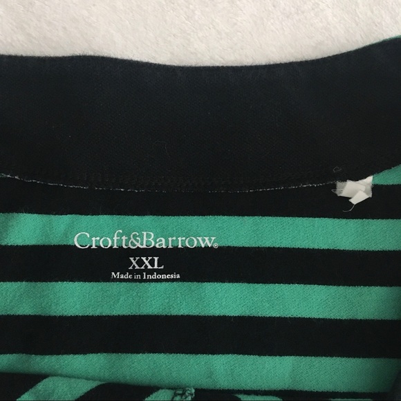 Croft and Borrow Women’s XXL Green Black Striped Short Sleeves  Top - Picture 5 of 10